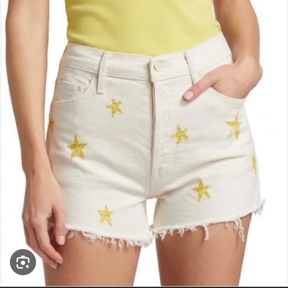 Mother Tomcat Kick Fray Shirts - Cream and Yellow Star Embroidered  - Size 29